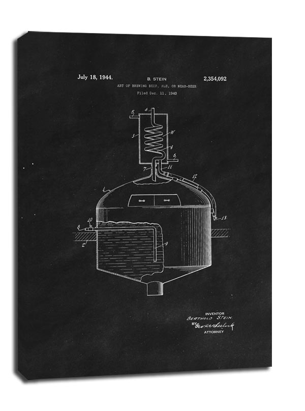 Image of Patent Sztuka Warzenia Piwa Projekt z 1944, black - obraz na płótnie Wymiar do wyboru: 30x40 cm