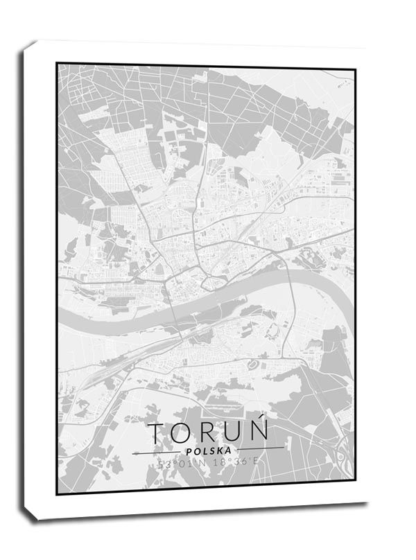 Image of Toruń mapa czarno biała - obraz na płótnie Wymiar do wyboru: 50x70 cm