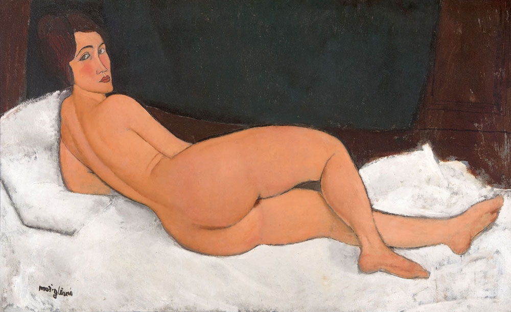 Image of Amedeo Modigliani Sur le côté gauche (1917) - plakat Wymiar do wyboru: 30x20 cm