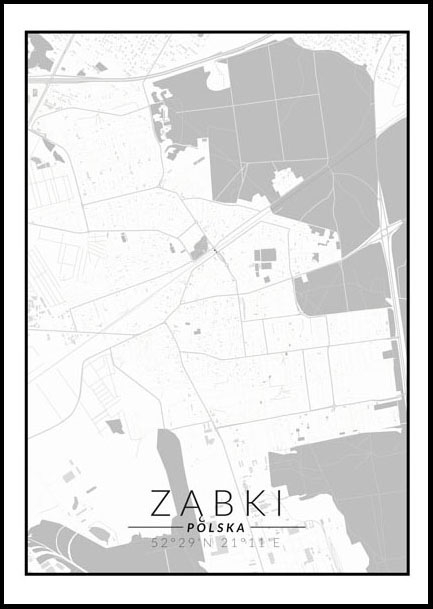 Image of Ząbki mapa czarno biała - plakat Wymiar do wyboru: 30x40 cm