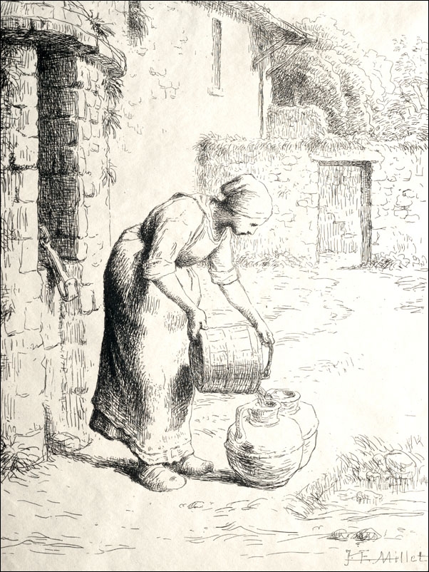 Image of A Woman Emptying a Bucket, Jean-François Millet - plakat Wymiar do wyboru: 59,4x84,1 cm