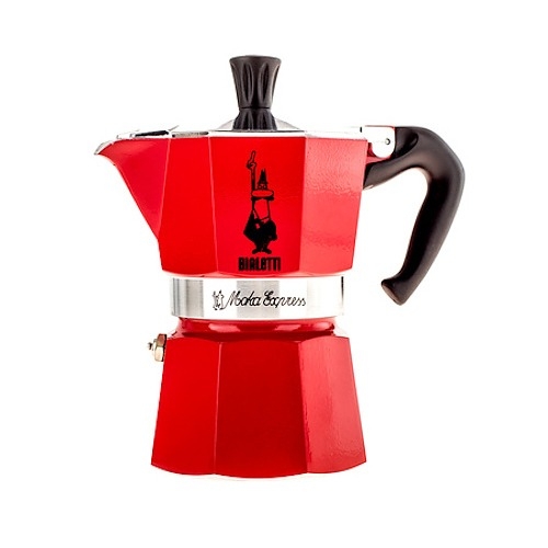 Image of bialetti moka express 3 filiżanki espresso czerwona - włoska kawiarka aluminiowa ciśnieniowa
