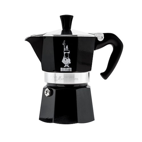 Image of bialetti moka express 3 filiżanki espresso czarna - włoska kawiarka aluminiowa ciśnieniowa
