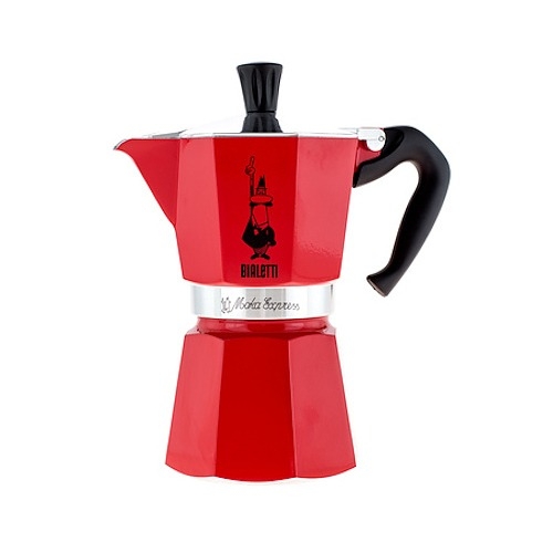 Image of bialetti moka express 6 filiżanek espresso czerwona - włoska kawiarka aluminiowa ciśnieniowa