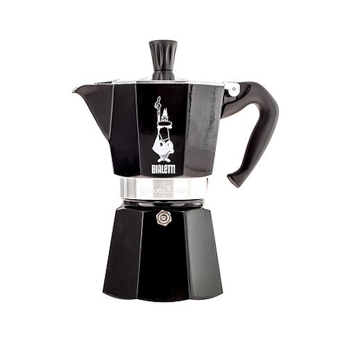 Image of bialetti moka express 6 filiżanek espresso czarna - włoska kawiarka aluminiowa ciśnieniowa