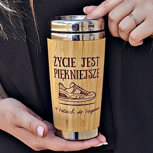 Kubek podróżny bambusowy 400 ml Grawer