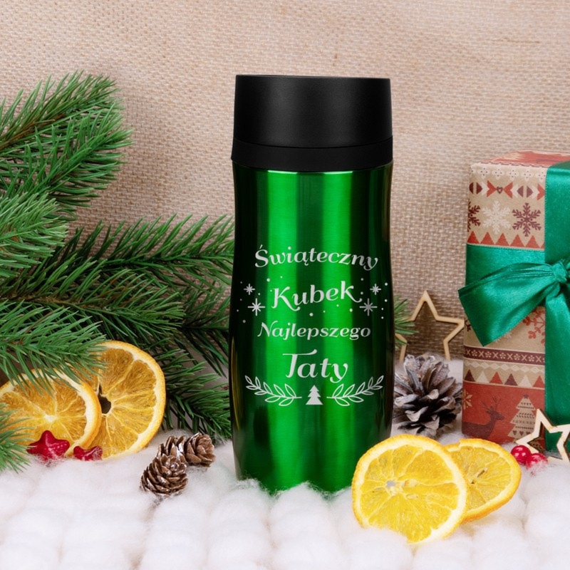 Kubek termiczny na święta / 350ml / Świąteczna choinka / prezent na Mikołaja / Grawer