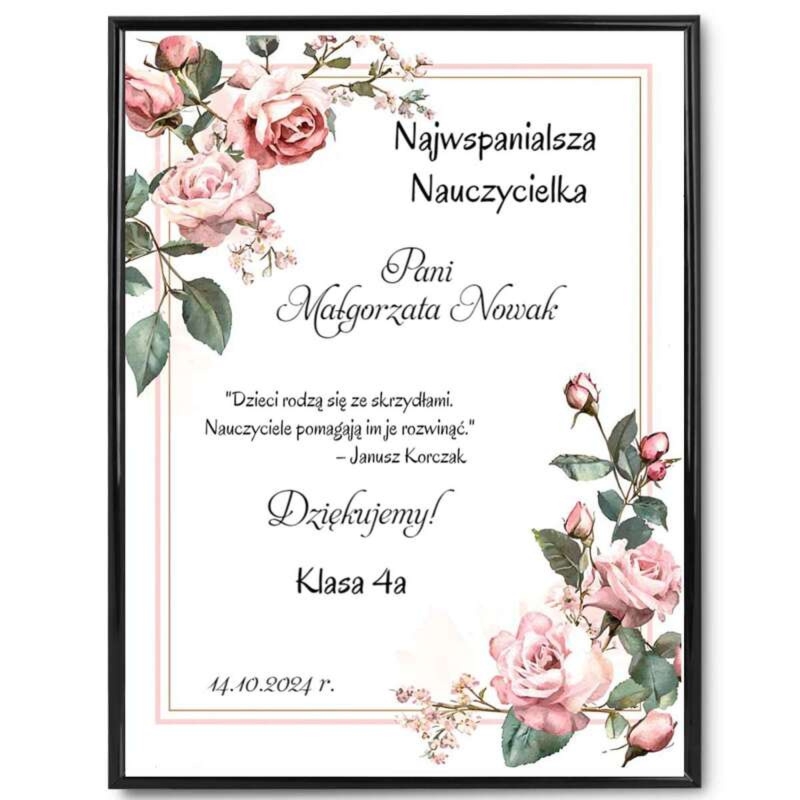Plakat w ramce Najwspanialsza Wychowawczyni - Prezent dla nauczyciela