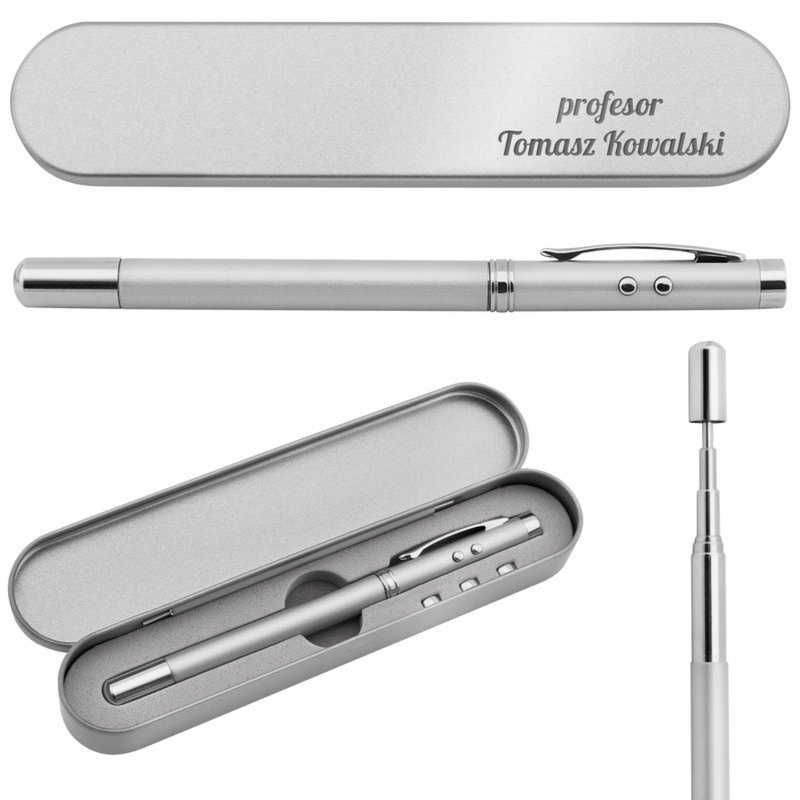 Długopis 4-funkcyjny Pointer z laserem i latarką LED z grawerem