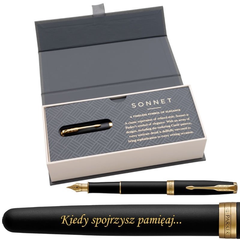 Parker Sonnet GT Pióro wieczne Czarny Mat w eleganckim etui Grawer