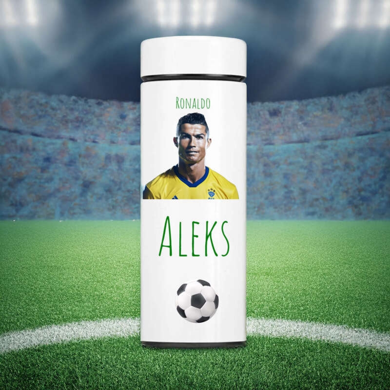 Kubek termiczny z wyświetlaczem LED i personalizowanym nadrukiem UV – idealny prezent dla fana piłki nożnej/Ronaldo