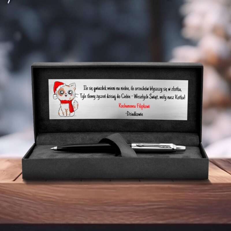 Świąteczny długopis Parker Jotter czarny z grawerem Prestige