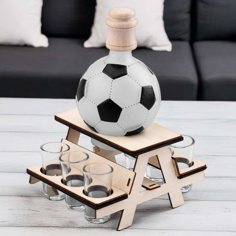 Komplet do alkoholu 7-częściowy Karafka i kieliszki piłka futbolowa z Grawerem