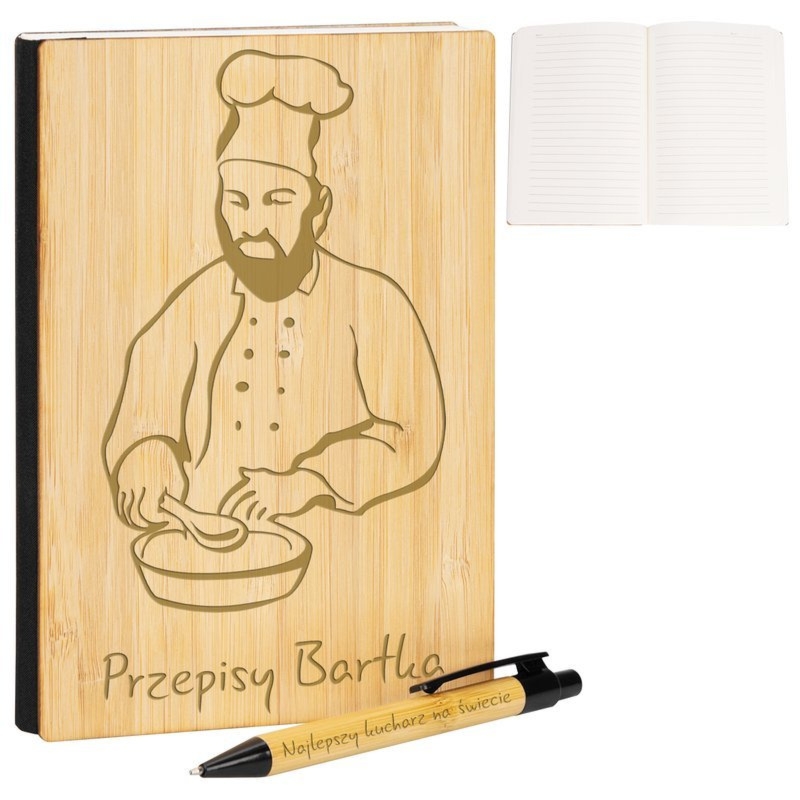 Bambusowy notes z długopisem – indywidualny grawer na okładce
