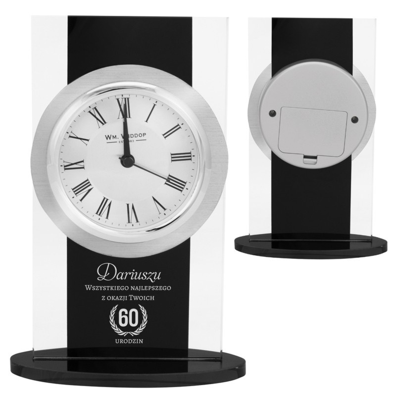 Zegar w szkle / Zegar z grawerem / Prezent dla dziadka / Prezent z dedykacją