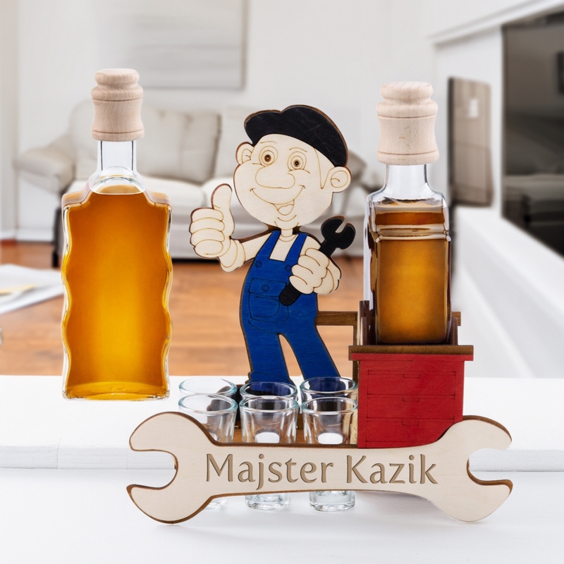 Komplet 7-częściowy Karafka i kieliszki Mechanik z Grawerem