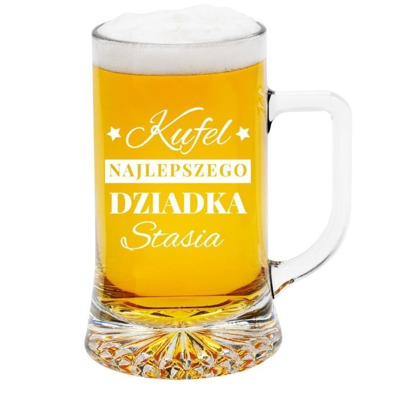 Kufel na piwo 0,5l z Grawerem Szklany Prezent Urodziny Dzień Taty