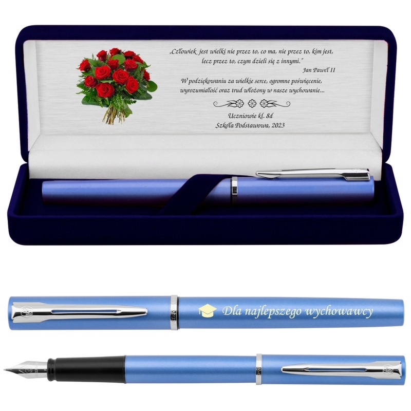 Pióro Waterman Allure błękitne z grawerem na zakończenie roku