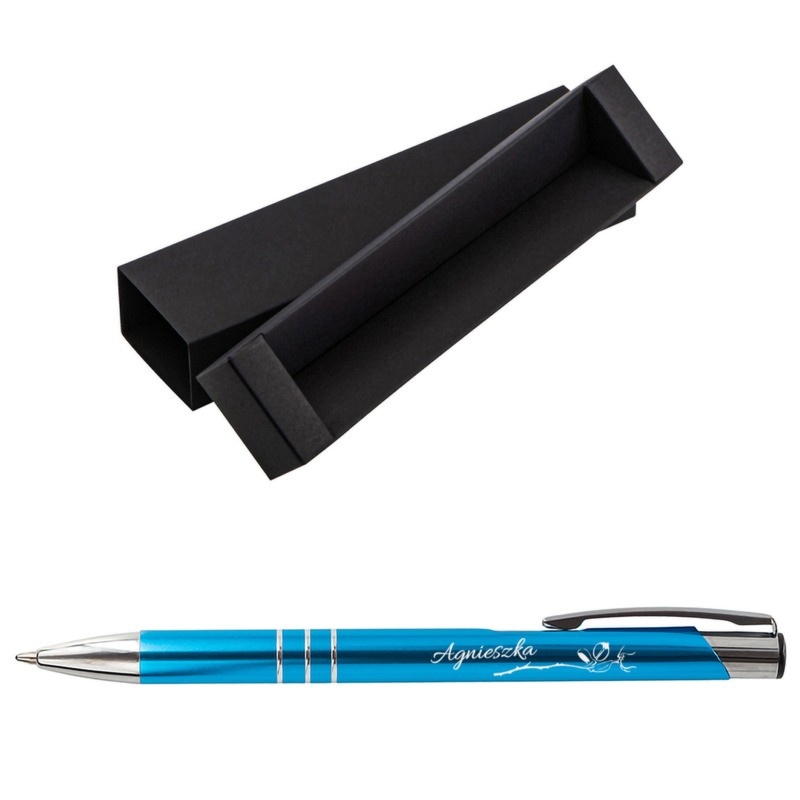Długopis dla nauczyciela jasnoniebieski z grawerem, srebrne wykończenia
