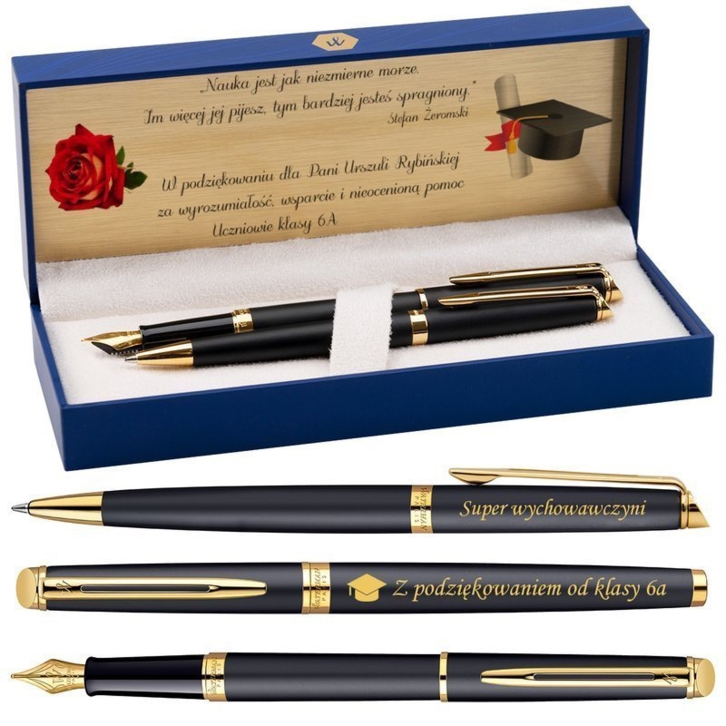 Zestaw Waterman Hemisphere mat GT: pióro i długopis z grawerem