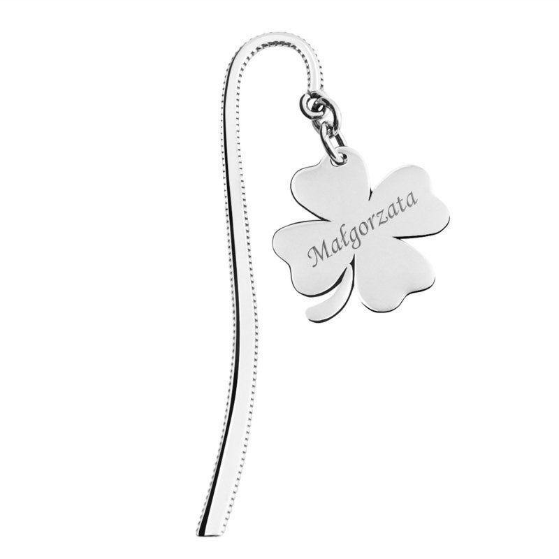 Srebrna zakładka do książki pr. 925 koniczynka Grawer Duża