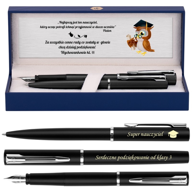 Zakończenie roku: Waterman Allure czarny mat zestaw z grawerem