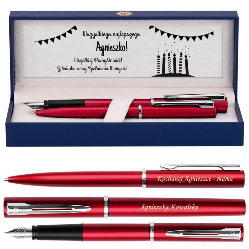 Urodziny i imieniny: zestaw Waterman Allure czerwony CT z grawerem