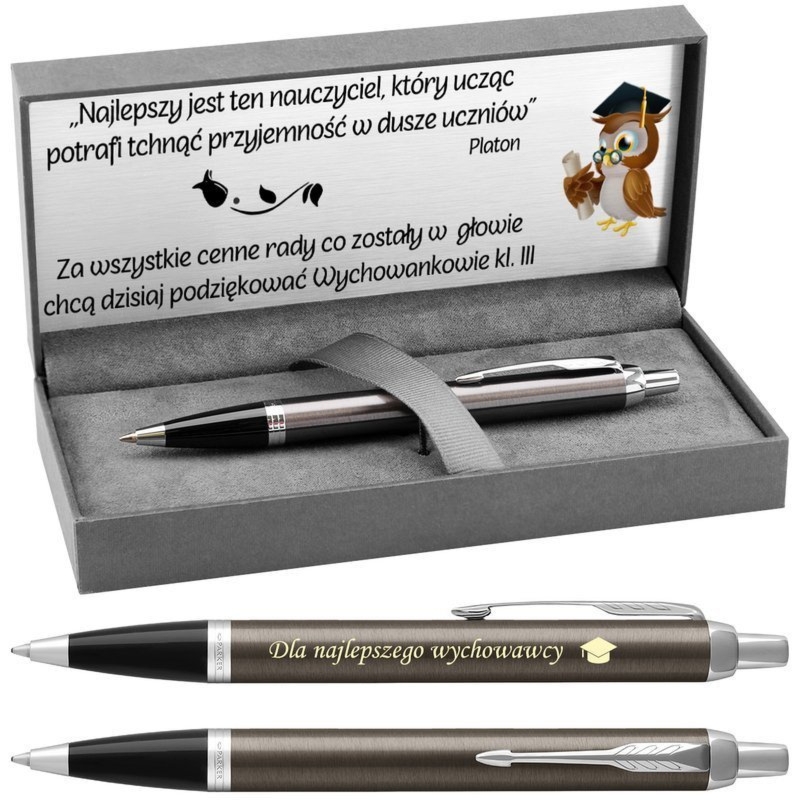 Długopis Parker IM Dark Espresso CT z grawerem na zakończenie roku