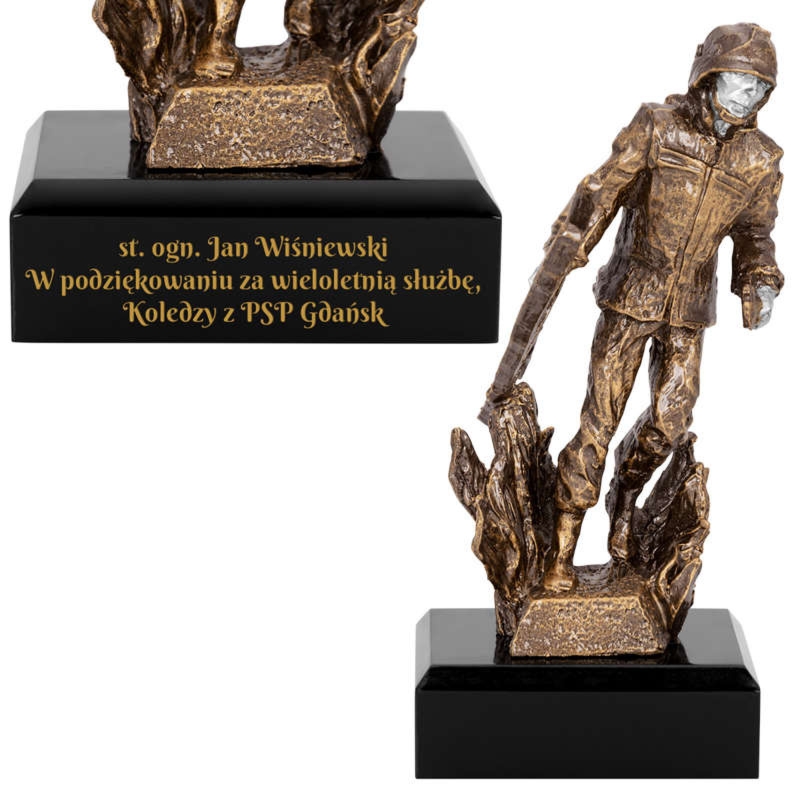 Statuetka odlewana – Strażak / Trofeum / Nagroda na Dzień Strażaka.