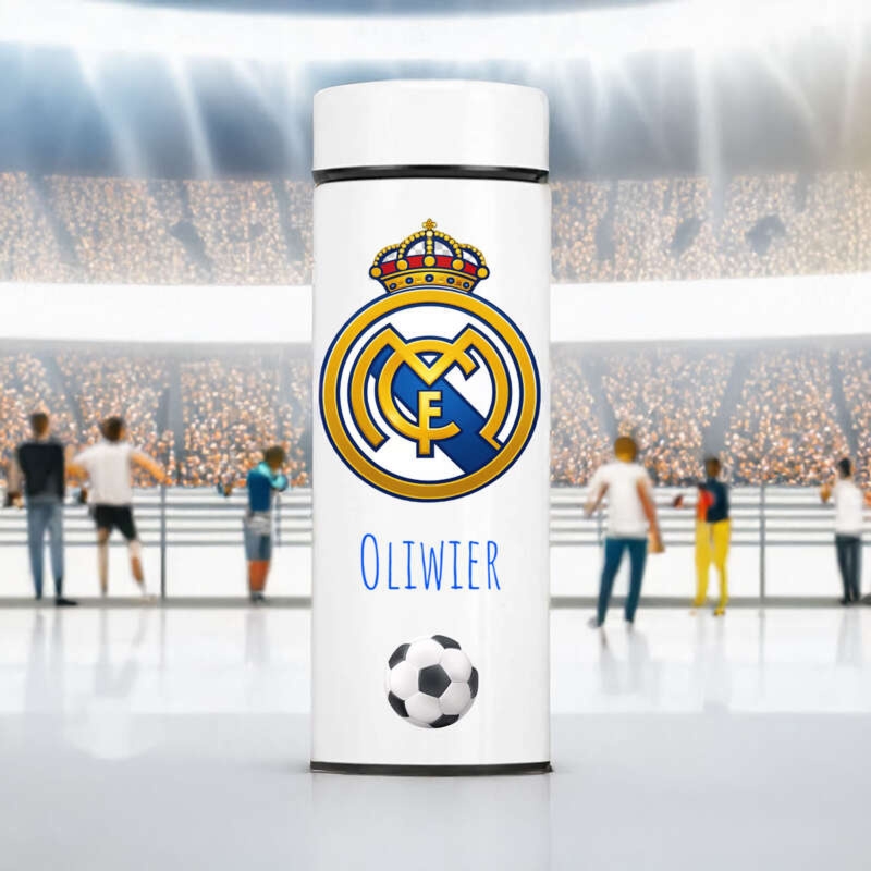 Kubek termiczny z wyświetlaczem LED i personalizowanym nadrukiem UV – idealny prezent dla fana piłki nożnej/ REAL MADRYT