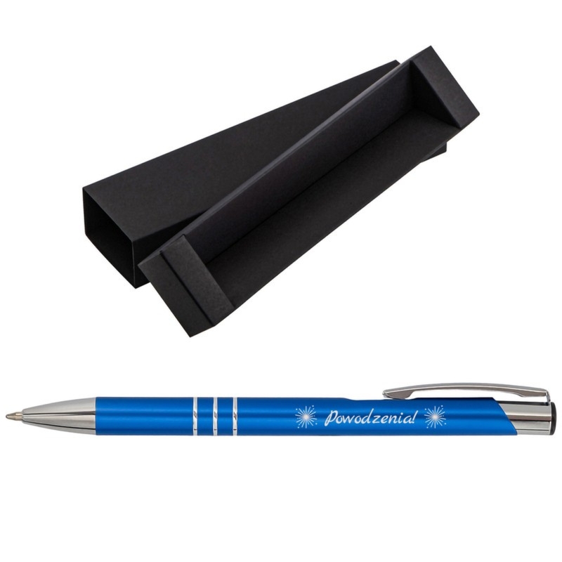 Prezent dla nauczyciela: długopis niebieski z grawerem i logo
