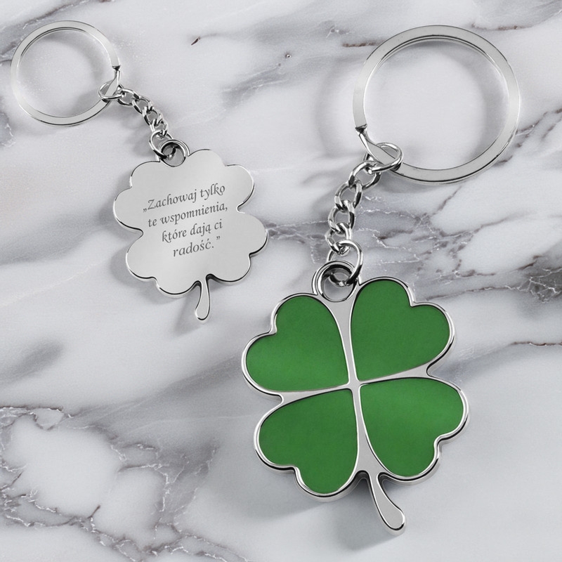 Brelok breloczek do kluczy Koniczynka z Grawerem