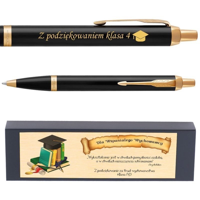 Długopis Parker IM Czarny GT z grawerem w cenie, etui i tabliczką