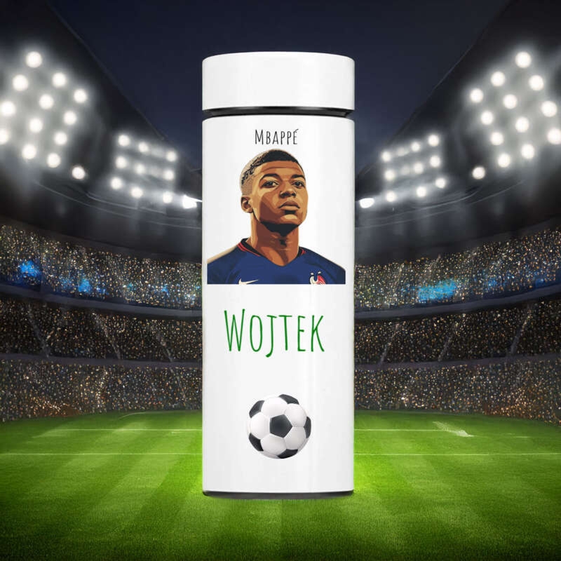 Kubek termiczny z wyświetlaczem LED i personalizowanym nadrukiem UV – idealny prezent dla fana piłki nożnej/Mbappé
