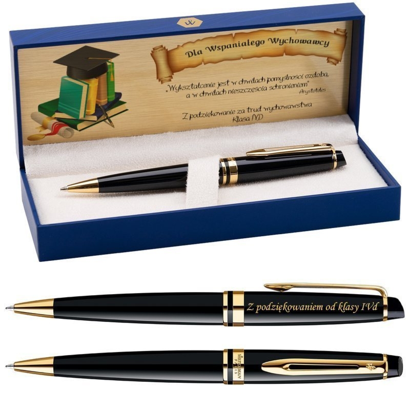 Zakończenie roku: długopis Waterman Expert Czarny GT z grawerem