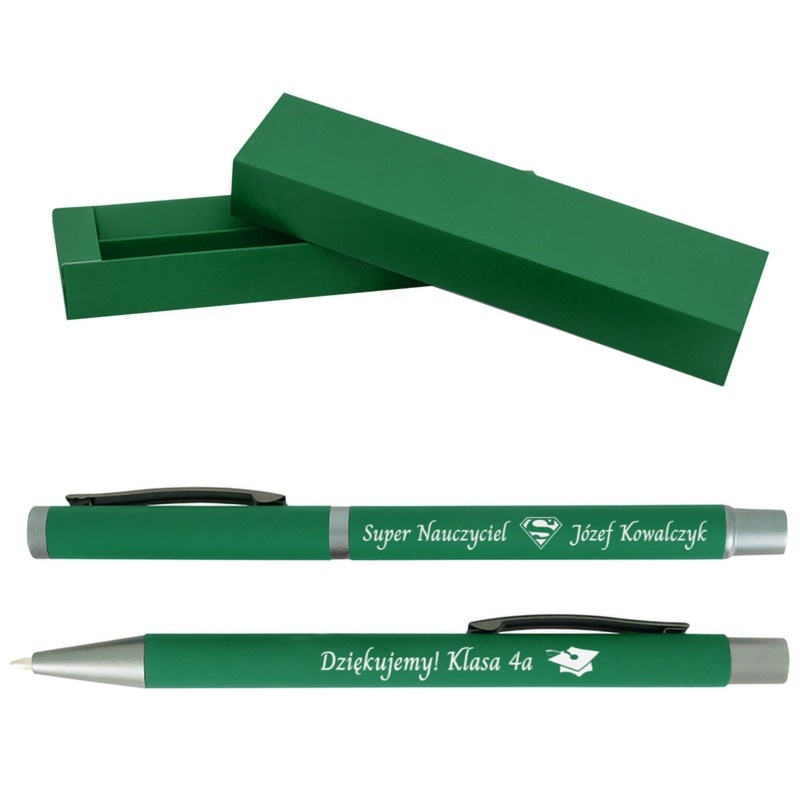 Zestaw Jetmore zielony: długopis i pióro kulkowe z grawerem