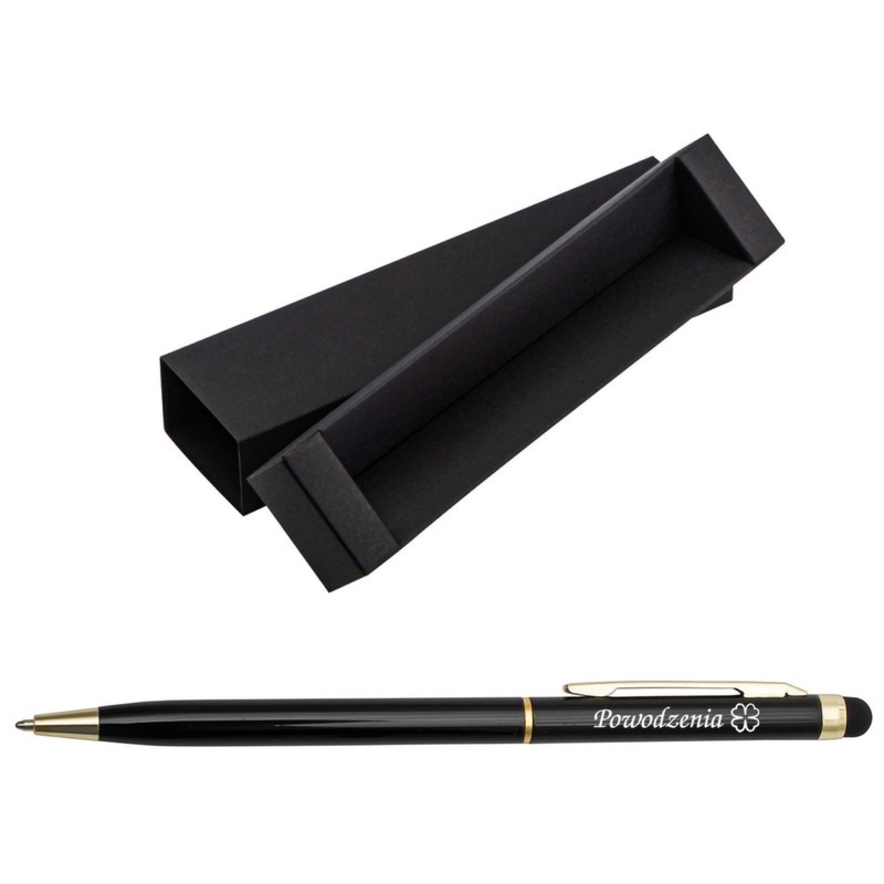 Czarny długopis Touch Tip Gold z grawerem dla nauczyciela