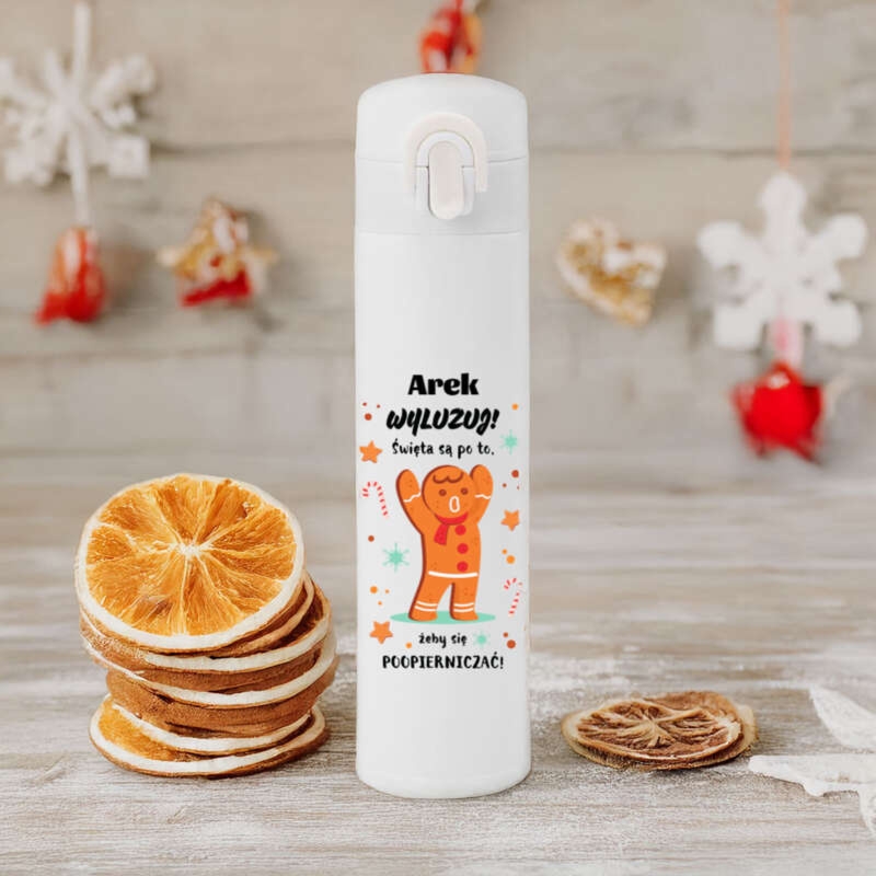 Szczelny kubek izotermiczny 350 ml z nadrukiem UV – idealny prezent świąteczny dla mężczyzny