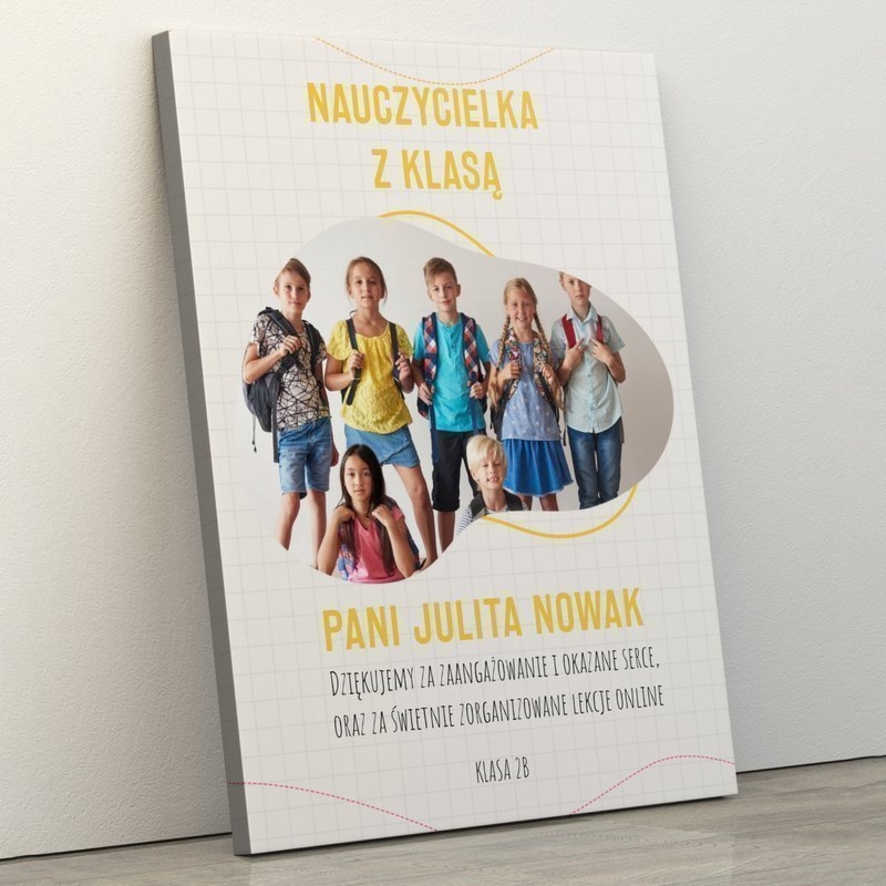 "Nauczycielka z klasą" obraz na płótnie 40x60