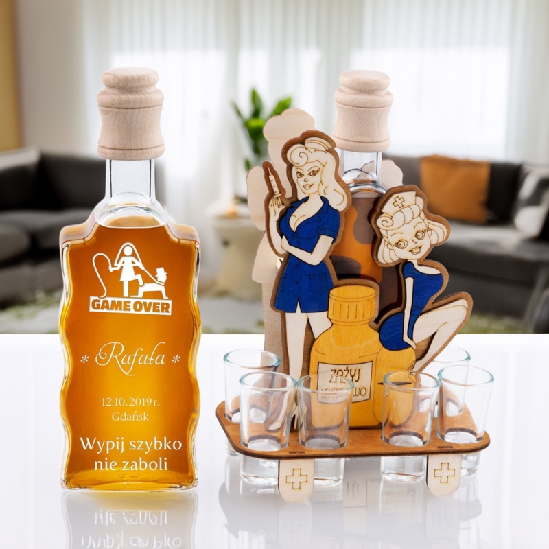 Komplet 7-częściowy Karafka i kieliszki Pielęgniarki z Grawerem