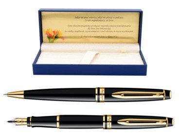 Zestaw Waterman Expert Czarny GT: pióro i długopis z grawerem