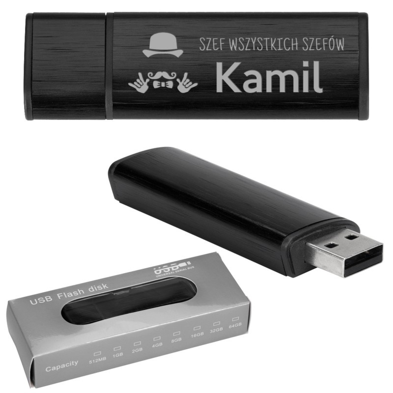 Pendrive 16 GB Szef wszystkich szefów – czarny z grawerem