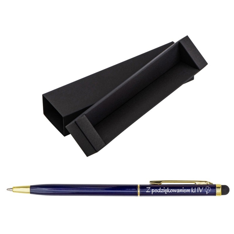 Prezent dla nauczyciela: granatowy długopis Touch Tip Gold z grawerem