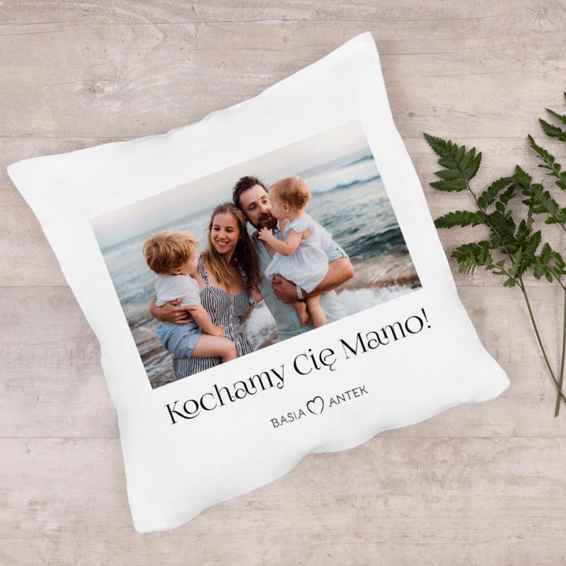Foto poduszka dla Mamy na Dzień Matki z satynową personalizacją