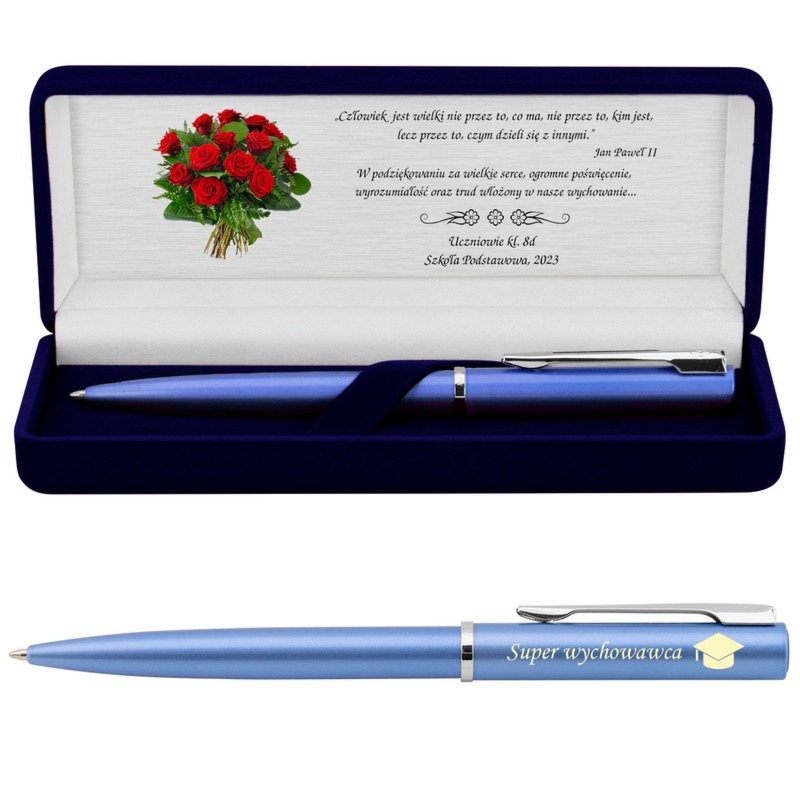 Podziękowanie dla nauczyciela: Waterman Allure błękitny z grawerem