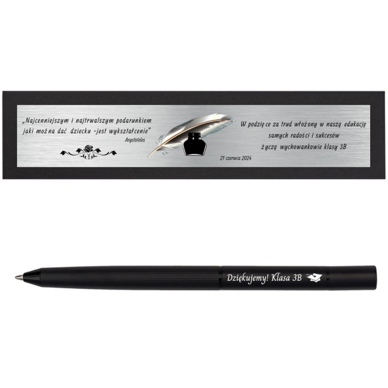 Długopis i ołówek 2w1 w czerni dla nauczyciela z grawerem