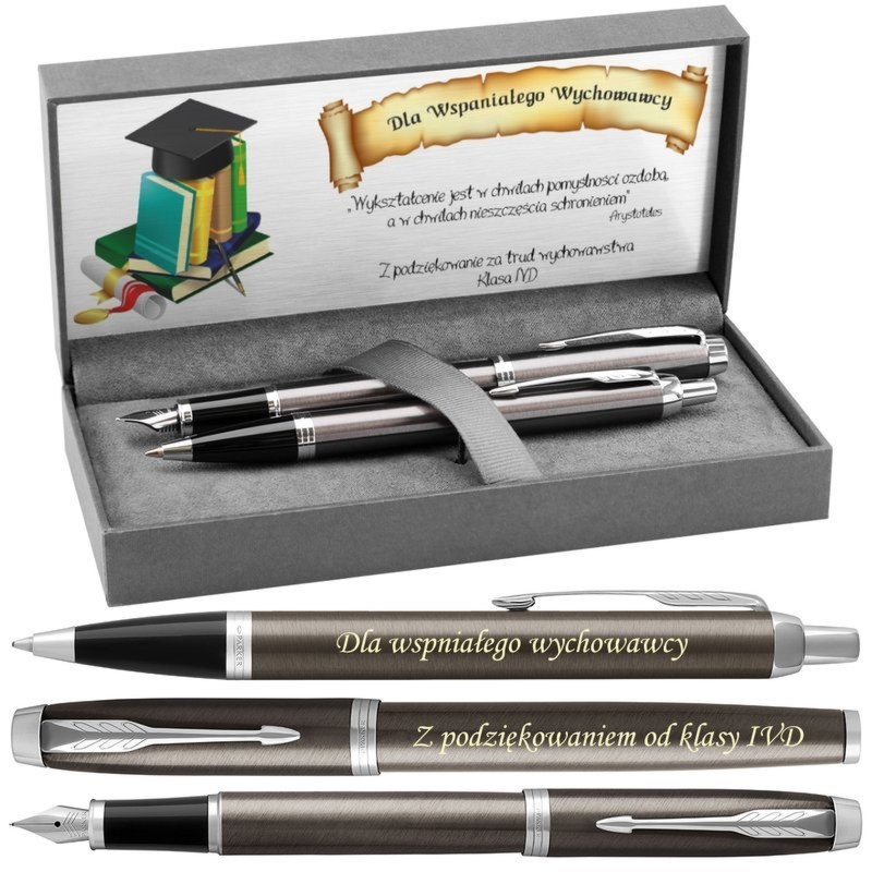 Zestaw Parker IM Dark Espresso CT długopis i pióro z grawerem