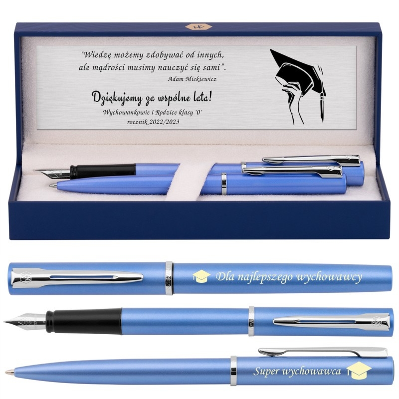 Prezent na zakończenie roku: Waterman Allure błękitny z grawerem