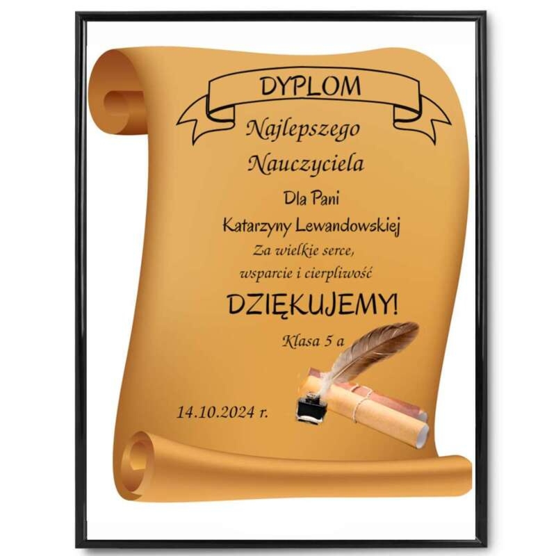 Plakat w ramce / Dyplom najlepszego nauczyciela/ Prezent dla nauczyciela