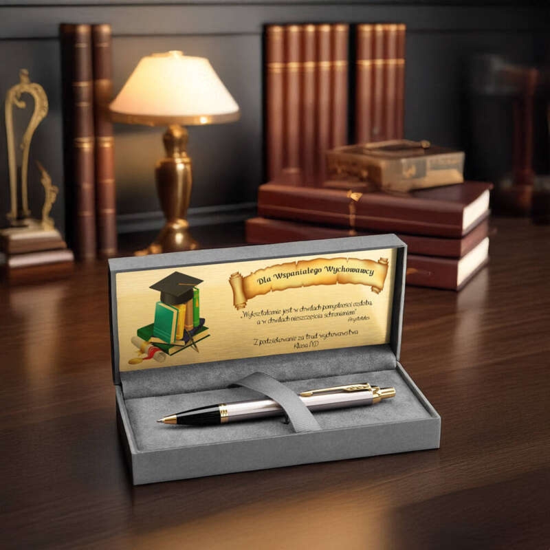 Długopis Parker IM Brushed Metal GT 23K z grawerem i tabliczką